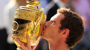 Andy Murray kisses the winner's trophy