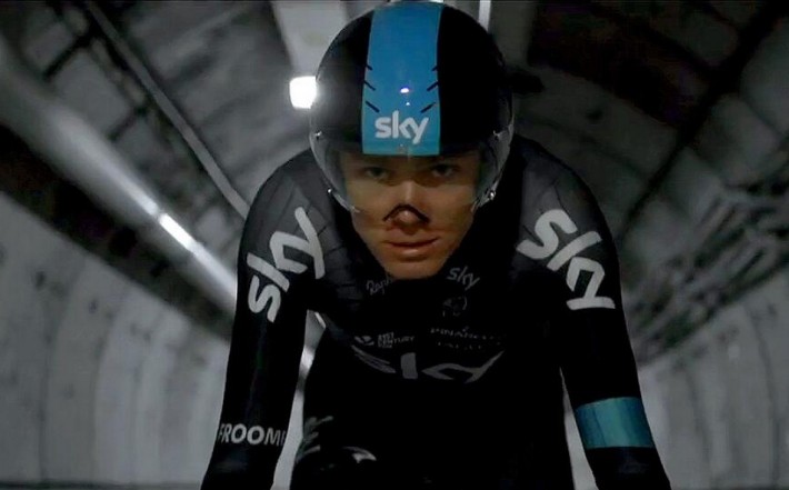 christopher froome à velon dans le tunnel de la manche
