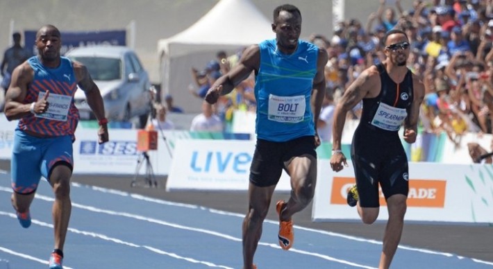 Usain Bolt son premier 100m depuis sa blessure à Copacabana