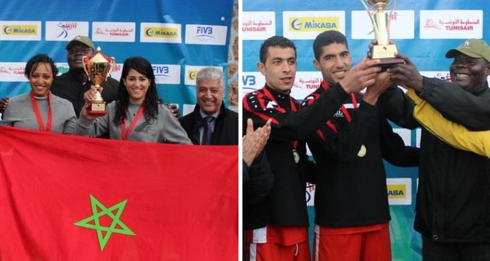 maroc et tunisie champions d'afrique 2015 beach-volley