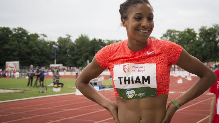 20150715 - LIEGE, BELGIUM: Belgian Nafissatou Nafi Thiam pictured during the women's long jump competition at the 14th edition of the 'Meeting International d'Athletisme de la Province de Liege' athletics meeting in Liege, Wednesday 15 July 2015. BELGA PHOTO JASPER JACOBS