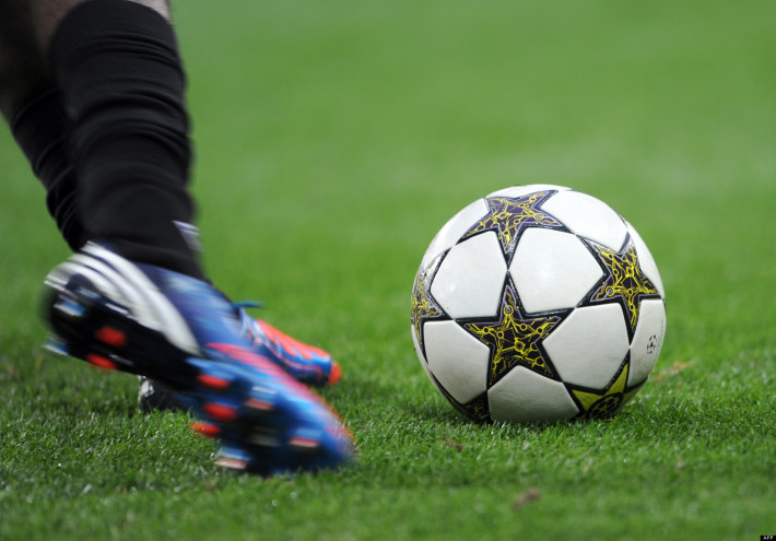 A football player kicks the ball during the UEFA Champions League football match Lille vs. Copenhagen on August 29, 2012 at the Grand stade in Villeneuve d'Ascq, northern France. AFP PHOTO DENIS CHARLET
