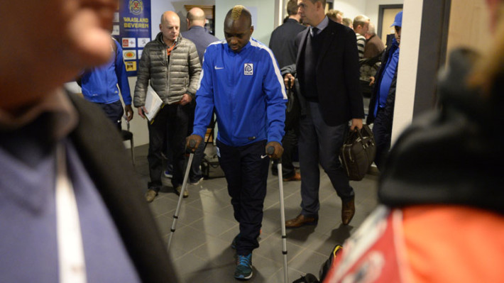 20151017 - BEVEREN-WAAS, BELGIUM: Genk's Neeskens Kebano pictured after the Jupiler Pro League match between Waasland-Beveren and Genk, in Beveren, Saturday 17 October 2015, on day 11 of the Belgian soccer championship. BELGA PHOTO YORICK JANSENS