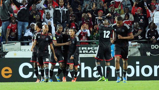 Orlando Pirates celebrates during the CAF Champions League match between Orlando Pirates and Zamalek on the 17 August 2013 at Orlando Stadium
©Sydney Mahlangu /BackpagePix