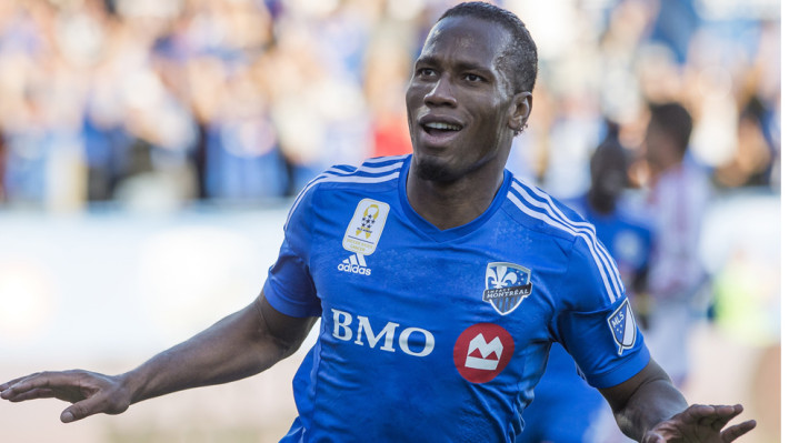 (11) Didier Drogba célèbre suite à un but lors du match de soccer en ligue MLS de l'Impact de Montréal affrontant le D.C. United au Stade Saputo, à Montréal en ce samedi 26 septembre 2015.
JOEL LEMAY/AGENCE QMI
