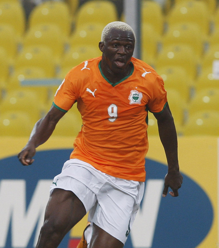 Photo: Steve Bond/Richard Lane Photography. Ivory Coast v Mali. Africa Cup of Nations. 29/01/2008. Arouna Kone (of Seville) takes off for Ivory Coast