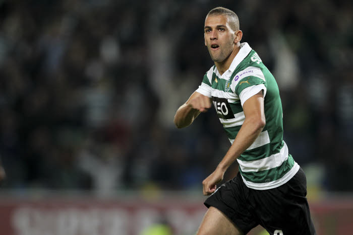 Joie Islam Slimani - 02.11.2013 - Sporting Portugal / Maritimo - 9e journee de Liga Sagres
Photo : Vitor Ribeiro / Icon Sport