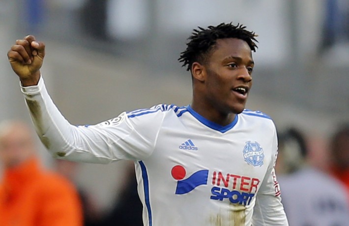 Olympique Marseille's Michy Batshuayi celebrates after scoring against Lille during their French Ligue 1 soccer match at the Velodrome stadium in Marseille, December 21, 2014.
REUTERS/Jean-Paul Pelissier (FRANCE - Tags: SPORT SOCCER)
