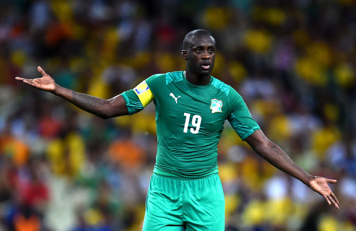 FORTALEZA, BRAZIL - JUNE 24: Yaya Toure of the Ivory Coast reacts during the 2014 FIFA World Cup Brazil Group C match between Greece and Cote D'Ivoire at Estadio Castelao on June 24, 2014 in Fortaleza, Brazil. (Photo by Lars Baron - FIFA/FIFA via Getty Images)