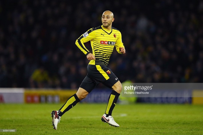 during the Barclays Premier League match between Watford and Newcastle United at Vicarage Road on January 23, 2016 in Watford, England