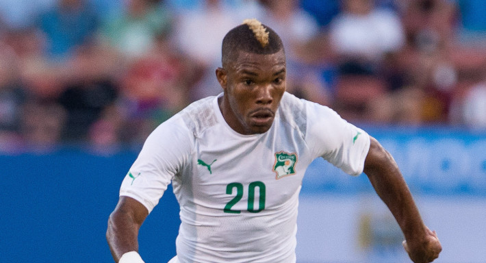 Jun 4, 2014; Frisco, TX, USA; Ivory Coast midfielder Serey Die Geoffroy (20) during the game against El Salvador at Toyota Stadium. Ivory Coast defeats El Salvador 2-1. Mandatory Credit: Jerome Miron-USA TODAY Sports