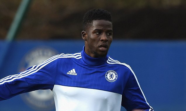 Chelsea's Papy Djilobodji during a training session at the Cobham Training Ground on 30th December 2015 in Cobham, England.