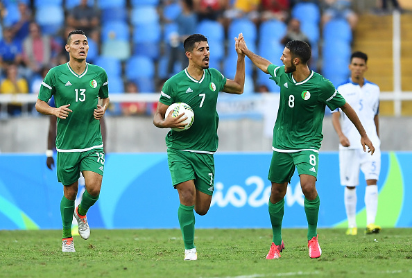 during the Men's Group D first round match between Honduras and Algeria during the Rio 2016 Olympic Games at the Olympic Stadium on August 4, 2016 in Rio de Janeiro, Brazil.