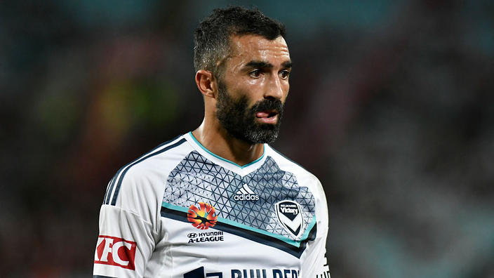 April 8th 2017, ANZ Stadium, Sydney, Australia; A-League football, Western Sydney Wanderers versus Melbourne Victory; Victory forward Fahid Ben Khalfallah; The match ended in a 0-0 draw; (Photo by Nigel Owen/Action Plus via Getty Images)