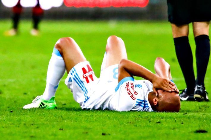 Aymen Abdennour of Marseille is injured during the Ligue 1 match between Olympique Marseille and Stade Rennais at Stade Velodrome on September 10, 2017 in Marseille, . (Photo by Guillaume Ruoppolo/Icon Sport)