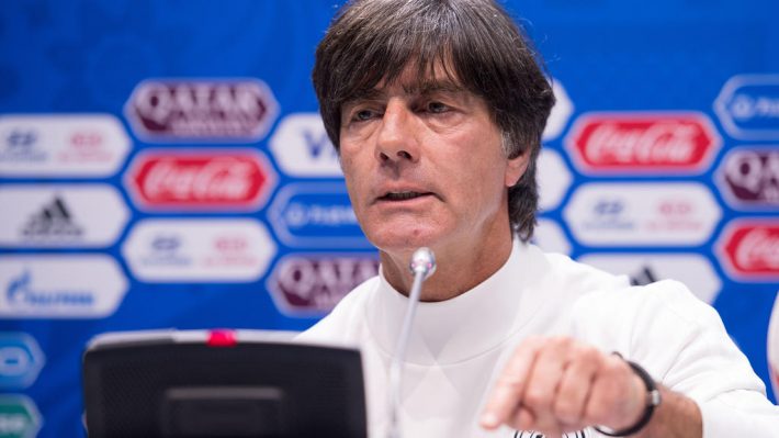 Germany's coach Joachim Loew speaks at the final press conference on the Confederations Cup semi final in Sochi, Russia, 28 June 2017. Photo: Marius Becker/dpa