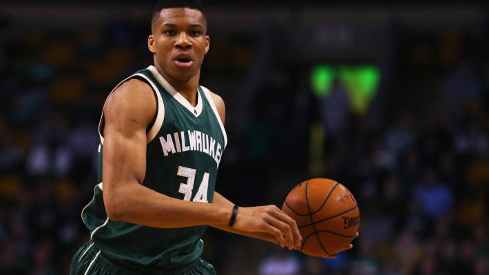 BOSTON, MA - FEBRUARY 25: Giannis Antetokounmpo #34 of the Milwaukee Bucks carries the ball against the Boston Celtics during the first quarter at TD Garden on February 25, 2016 in Boston, Massachusetts. Maddie Meyer/Getty Images/AFP