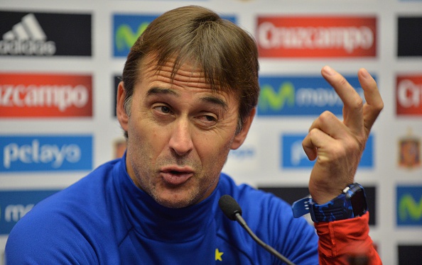 Spain's coach Julen Lopetegui attends a press conference at Wembley Stadium, north-west London, on November 14, 2016 ahead of their international friendly football match against England on November 15. / AFP / OLLY GREENWOOD / NOT FOR MARKETING OR ADVERTISING USE / RESTRICTED TO EDITORIAL USE (Photo credit should read OLLY GREENWOOD/AFP/Getty Images)