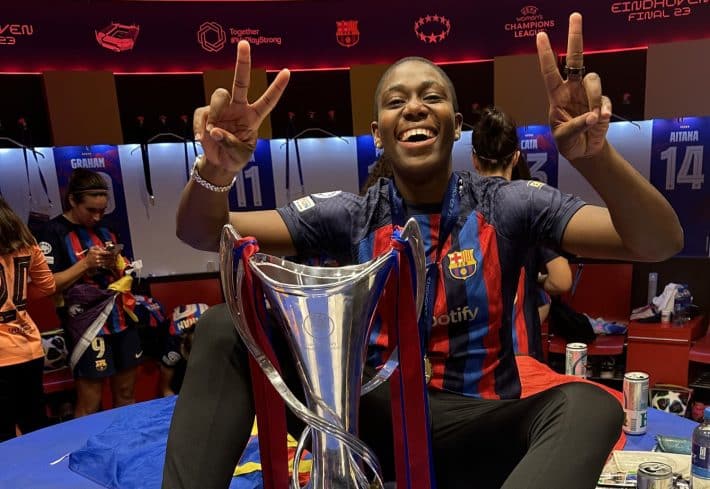 Asisat Oshoala réalise un triplé cette saison avec sa deuxième LDC féminine