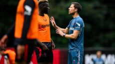 Victor Boniface and Xabi Alonso Bayer Leverkusen Training