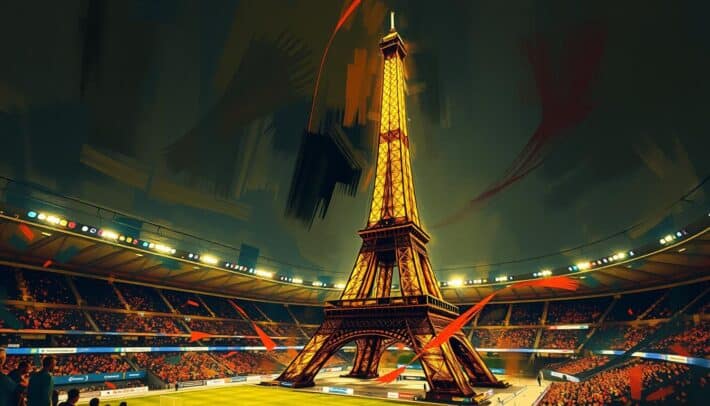 Créer une image de France Pari sur un arrière-plan de stade de football