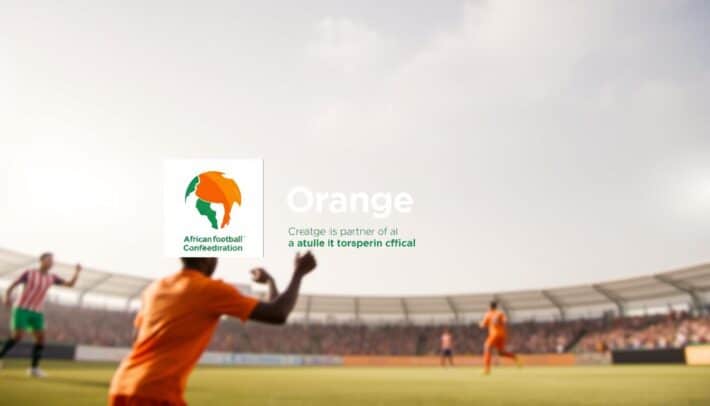Créer une image représentant Orange en tant que partenaire de la Confédération Africaine de Football
