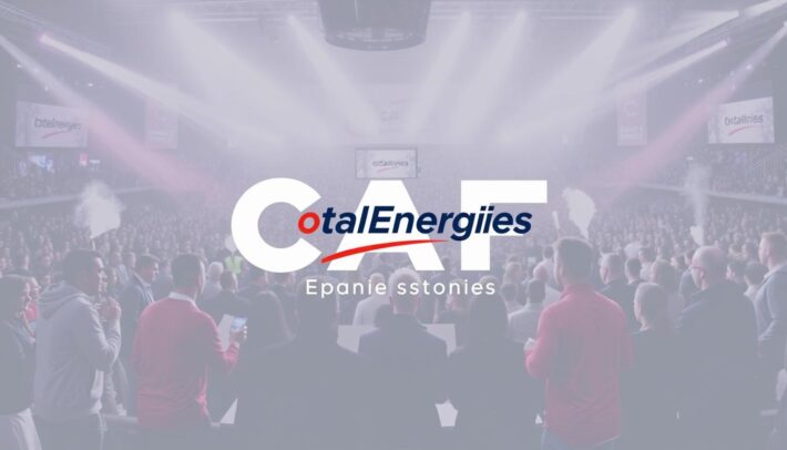 Créer une image représentant TotalEnergies en tant que sponsor des compétitions de la CAF