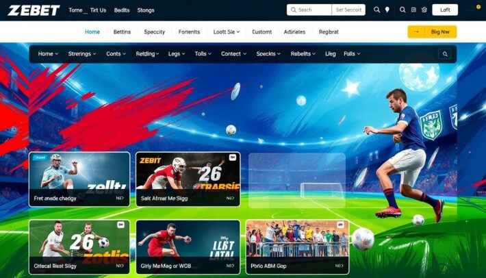 Image de la page d'accueil de Zebet avec les options de paris sportifs