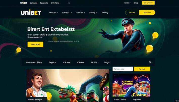 Image de la page d'accueil du site Unibet