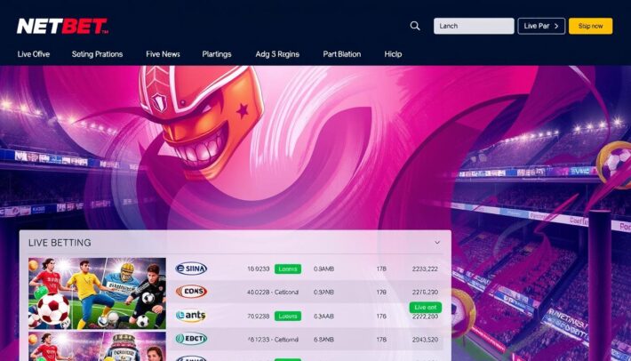 Image de la plateforme NetBet avec des options de paris en direct