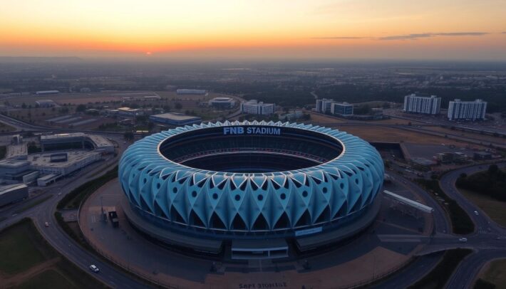 Image d'une vue aérienne du FNB Stadium à Johannesburg