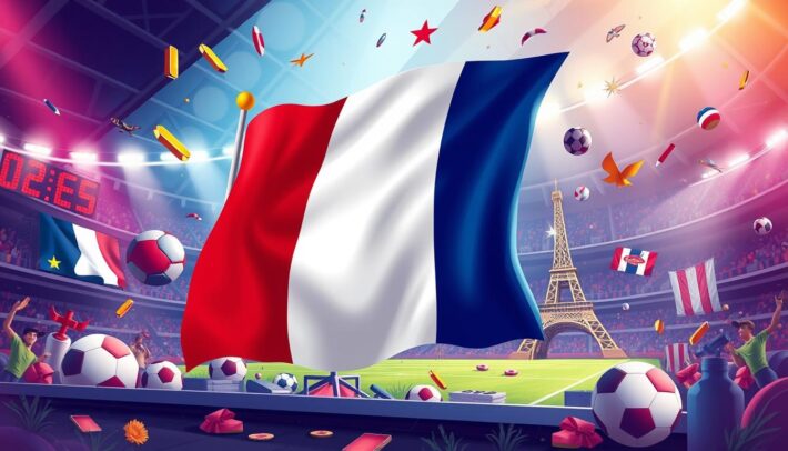 Image of a French flag with a sports betting theme