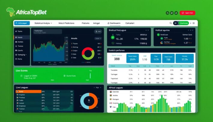 Dashboard des fonctionnalités principales d'Africatopbet.com pour les pronostics sportifs africains