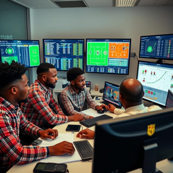 Équipe d'experts en pronostics football d'Africatopbet.com en pleine analyse Équipe d'experts en pronostics football d'Africatopbet.com en pleine analyse