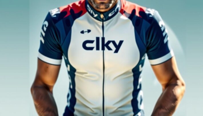 Image d'un cycliste portant un maillot de cyclisme de marque réputée