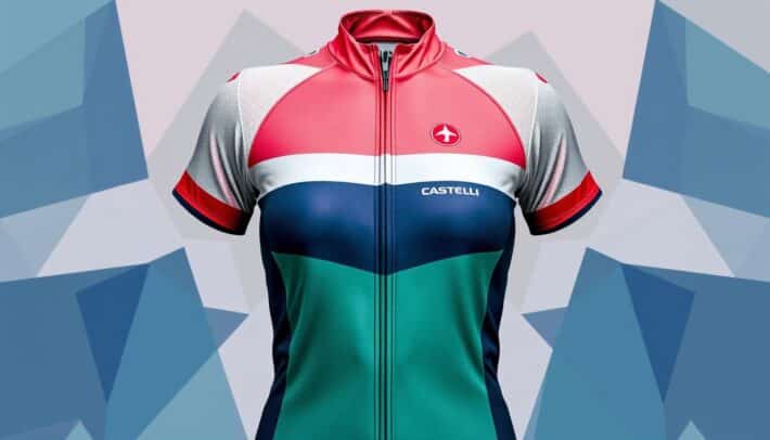 Image d'un maillot de cyclisme pour femme de la marque Castelli, modèle conçu pour les compétitions de cyclisme sur route.