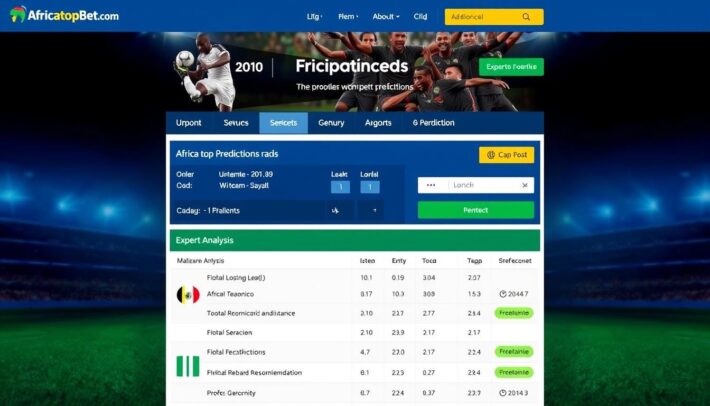 Interface de la plateforme Africatopbet.com montrant des pronostics football