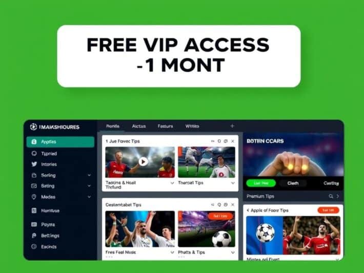 Interface mobile montrant l'accès VIP gratuit pendant 1 mois Interface mobile montrant l'accès VIP gratuit pendant 1 mois