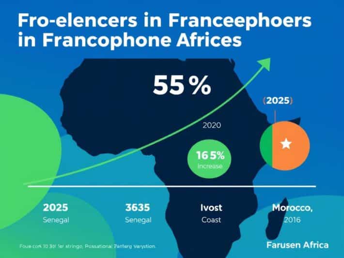 Graphique montrant la croissance du nombre de freelances en Afrique francophone entre 2020 et 2025 Graphique montrant la croissance du nombre de freelances en Afrique francophone entre 2020 et 2025