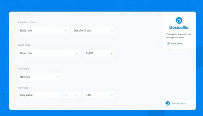 Interface du simulateur portage salarial Umalis Group montrant un calcul de rémunération