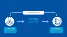 Schéma explicatif du portage salarial montrant la relation tripartite entre le consultant, la société de portage et le client