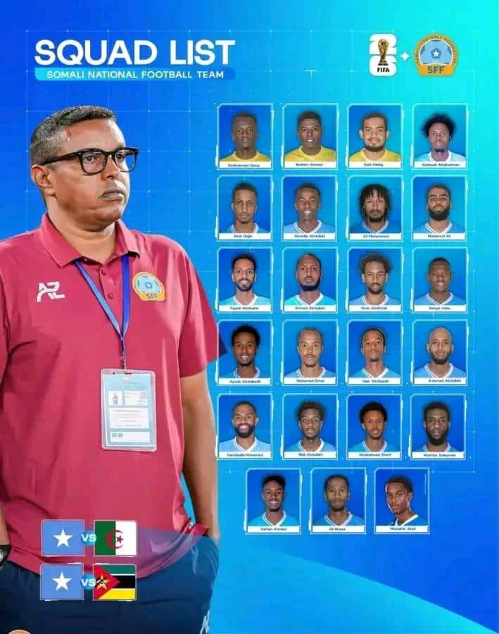 Somalia name final squad for Algeria and Mozambique World Cup qualifiers